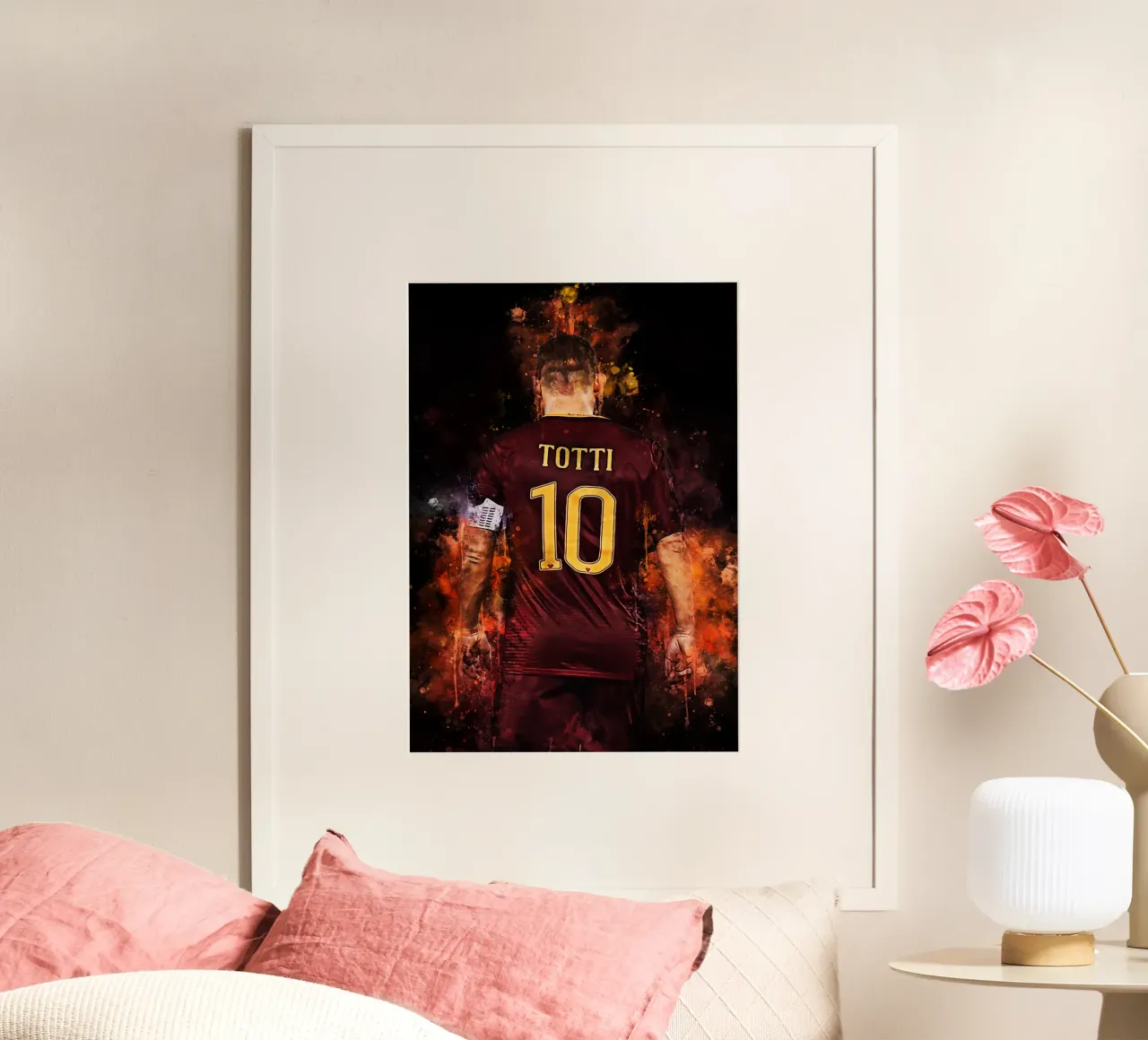 Francesco Totti poster con telaio in legno da MasterInkArt