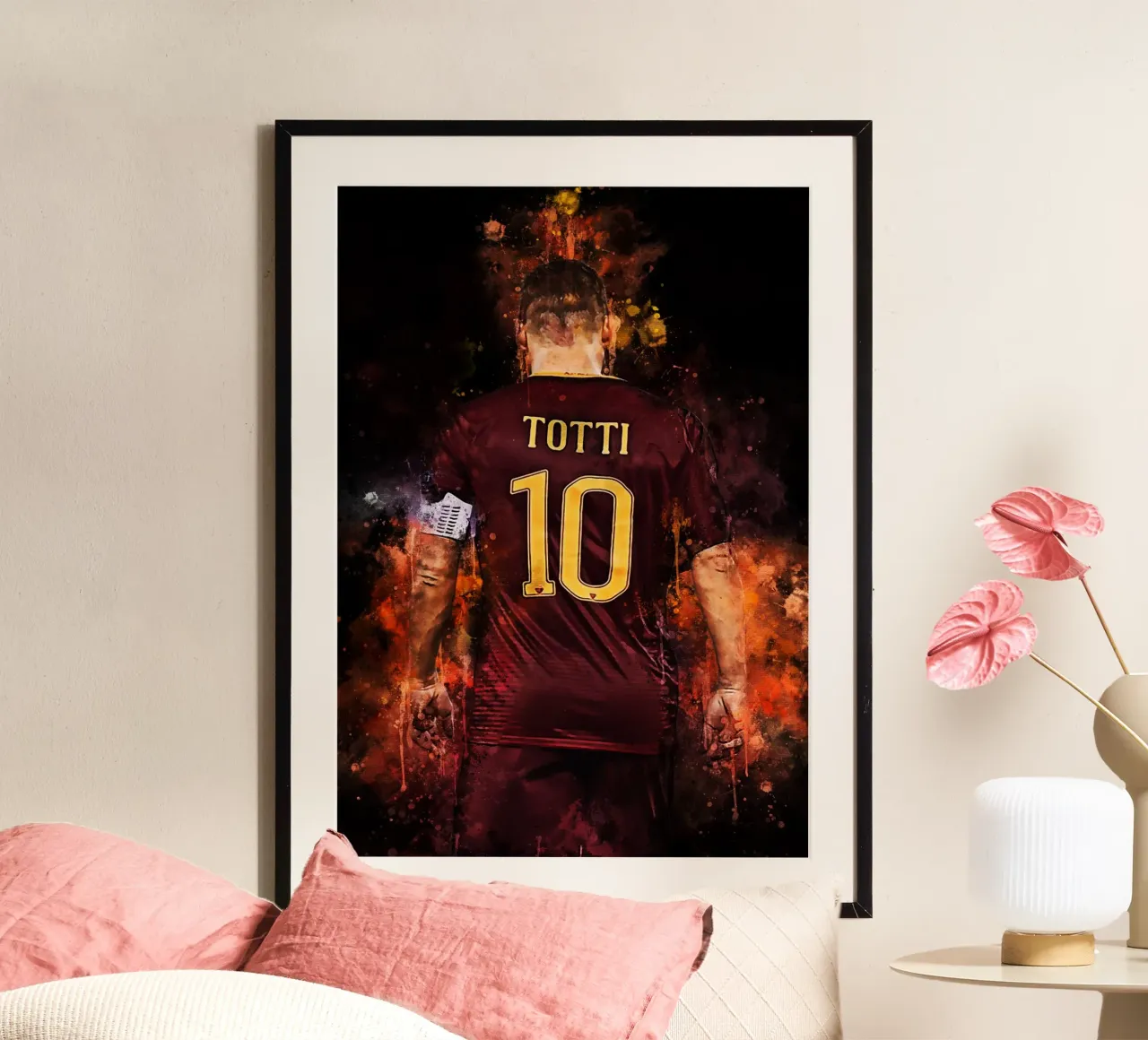 Francesco Totti poster con telaio in legno da MasterInkArt