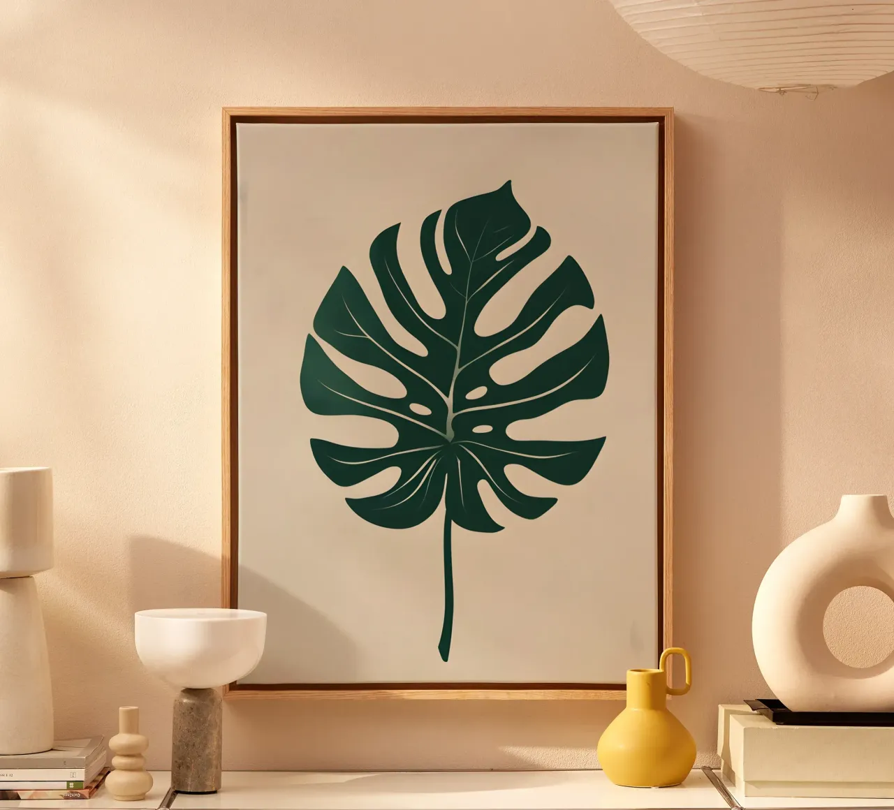 Monstera - Donkere tint canvas met Baklijst van The Green Room