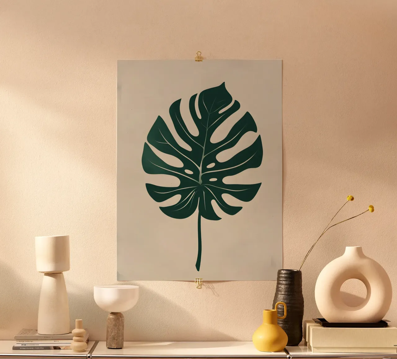 Monstera - Tono più scuro poster con telaio in plastica da The Green Room
