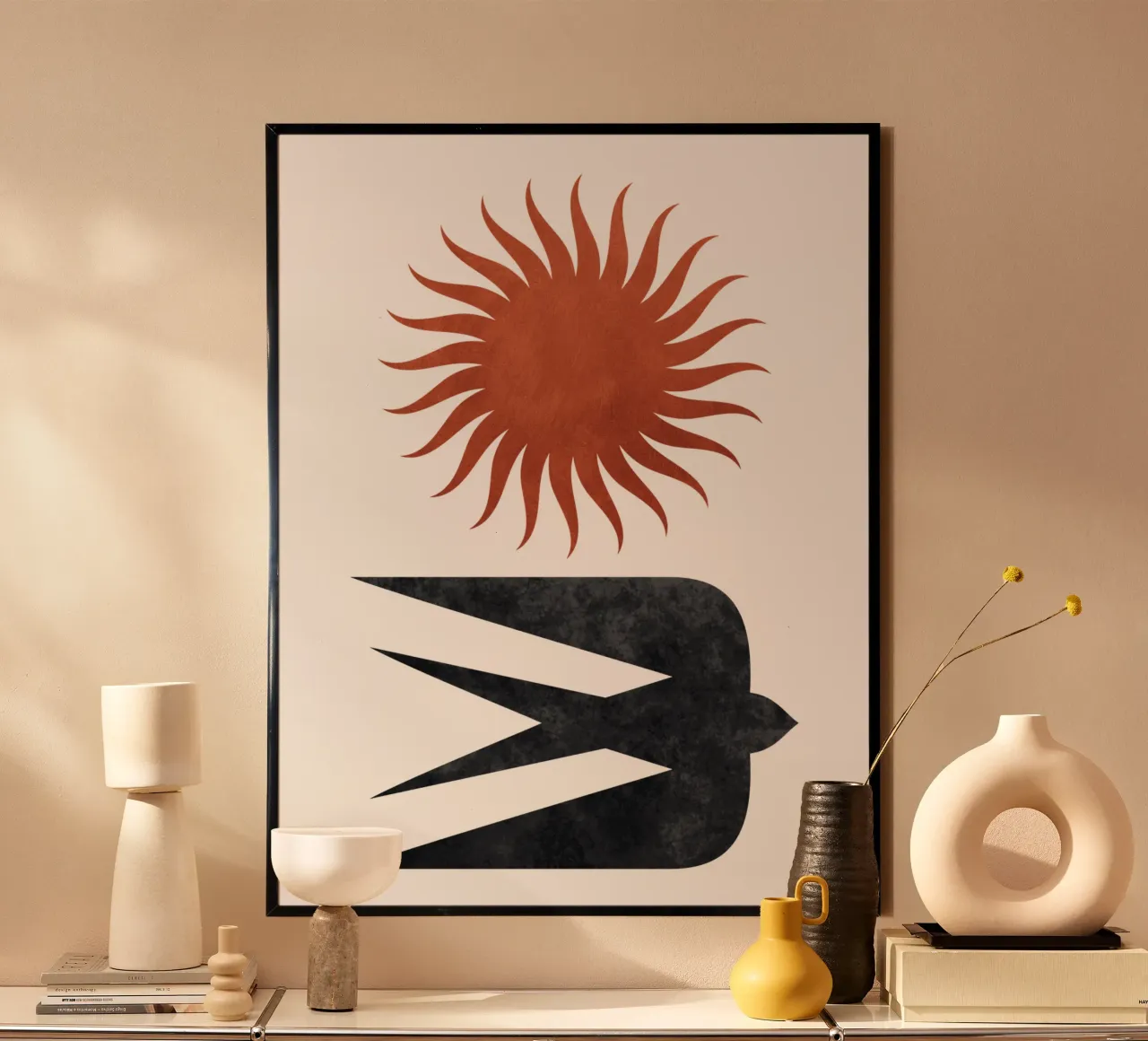 Rondine e Sole poster con telaio in plastica da Mariel Toigo