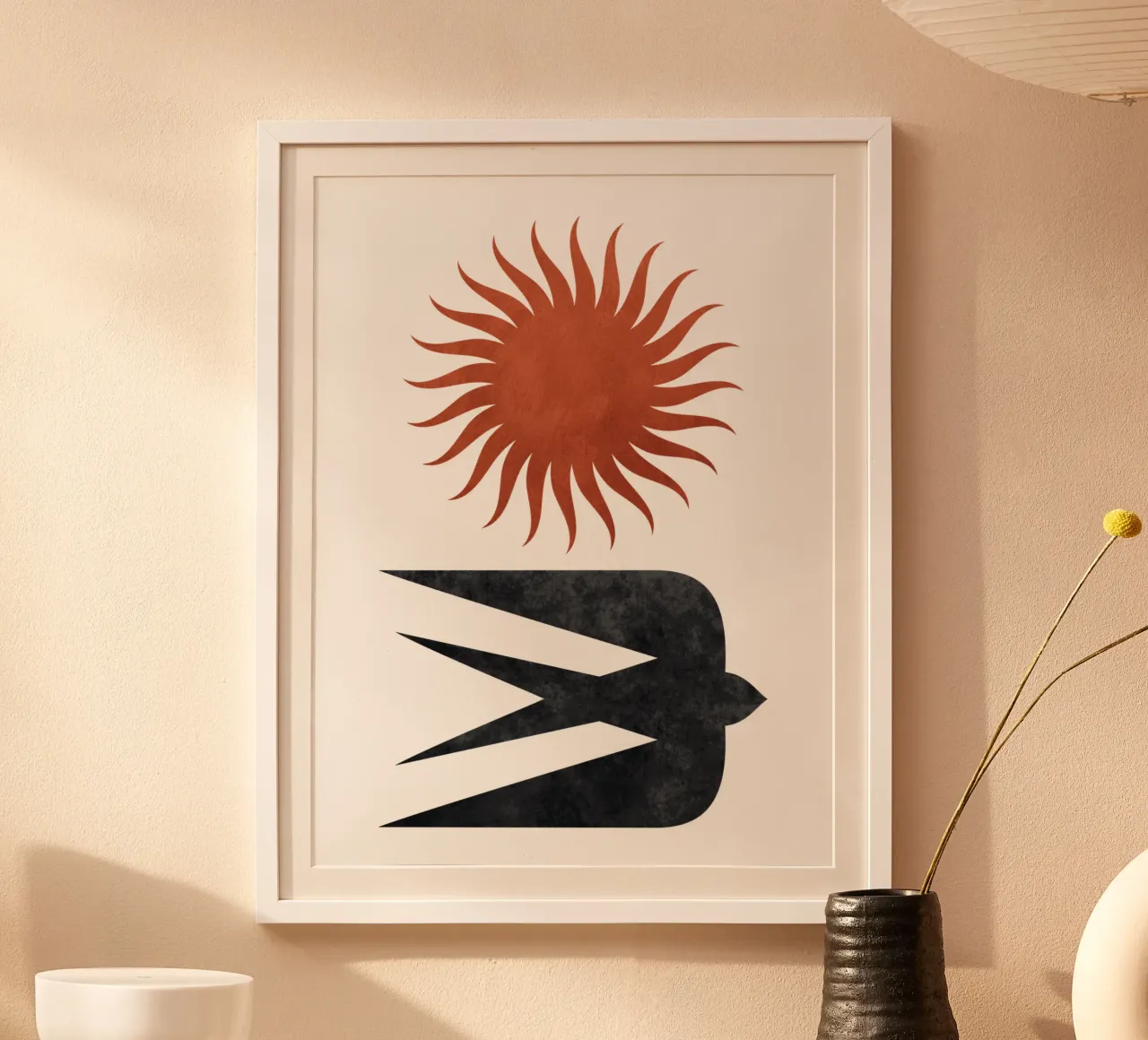 Rondine e Sole poster con telaio in plastica da Mariel Toigo