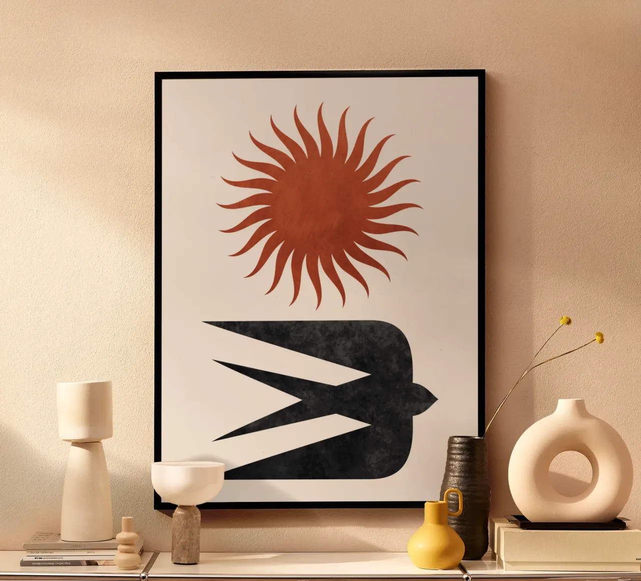 Rondine e Sole poster con telaio in plastica da Mariel Toigo