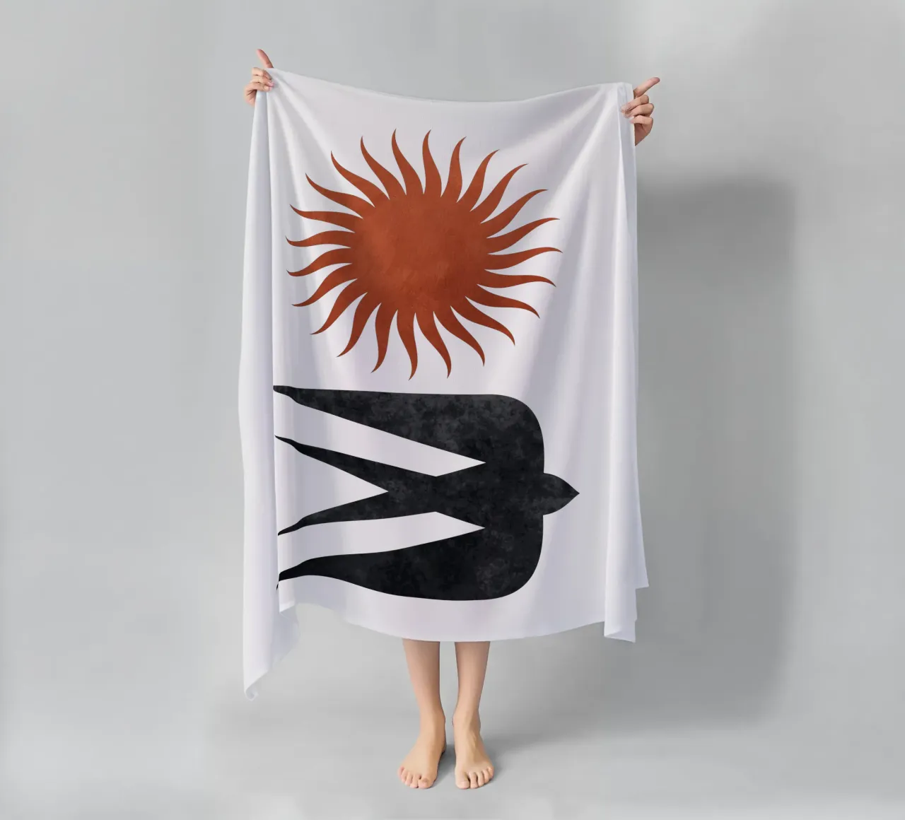 Rondine e Sole telo mare da Mariel Toigo