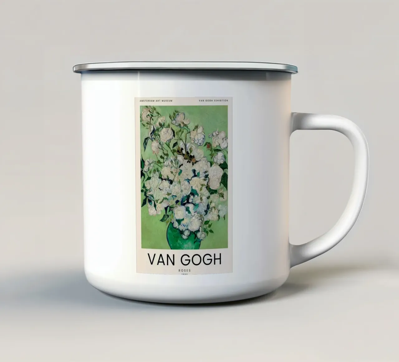 rose rosa in vaso tazza in smalto da Piper Shop Oke