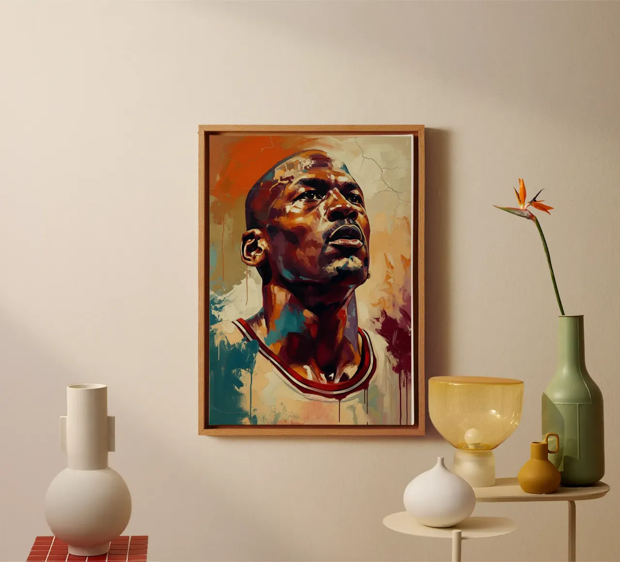 Michael Jordan abstracte kunst canvas met Baklijst van Lembayung art