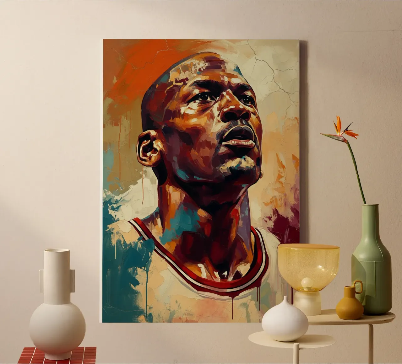 Michael Jordan abstracte kunst canvas met Baklijst van Lembayung art