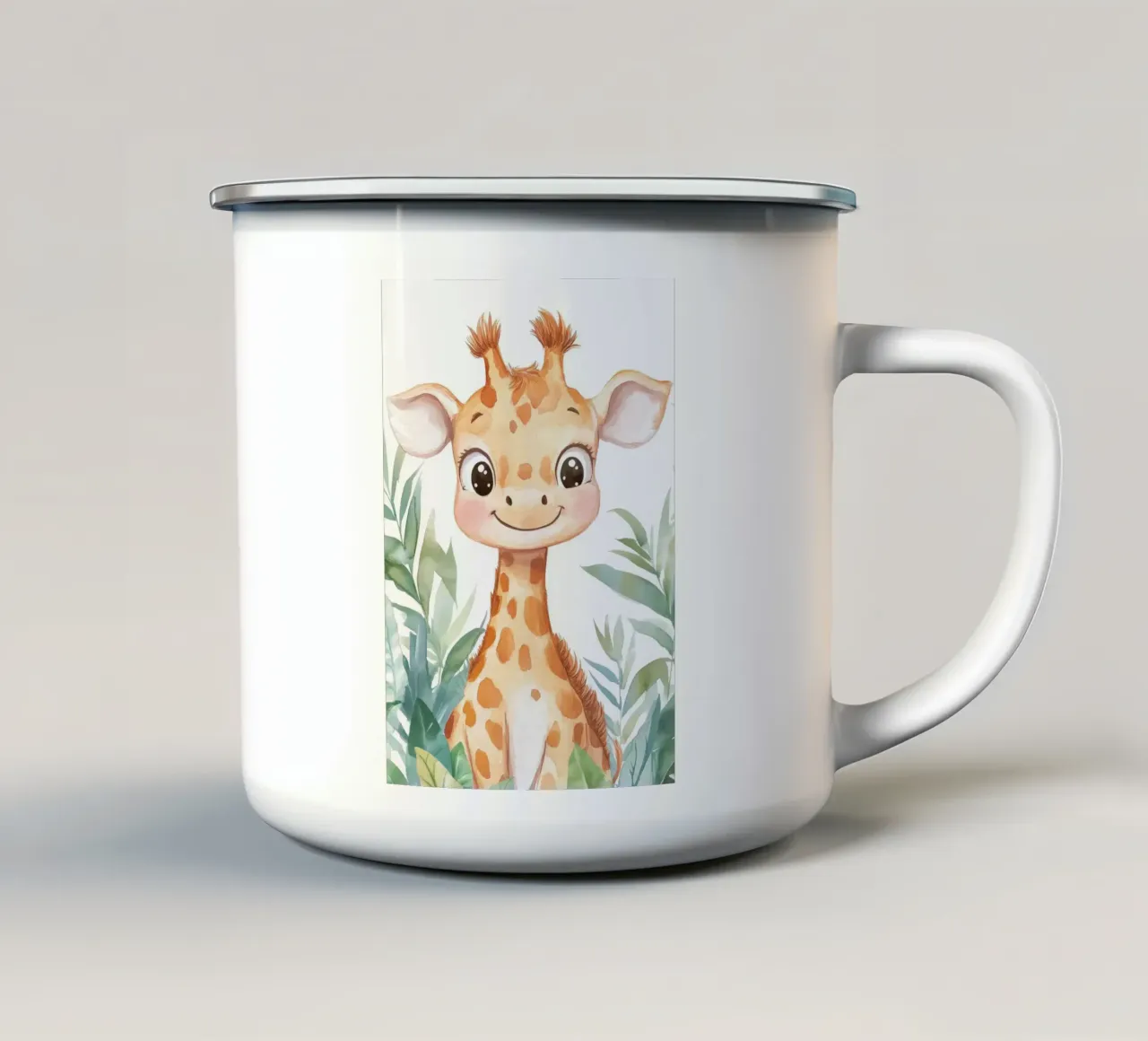 giraffa foglie fogliame sorridente cartone animato tazza in smalto da Thomas Weber