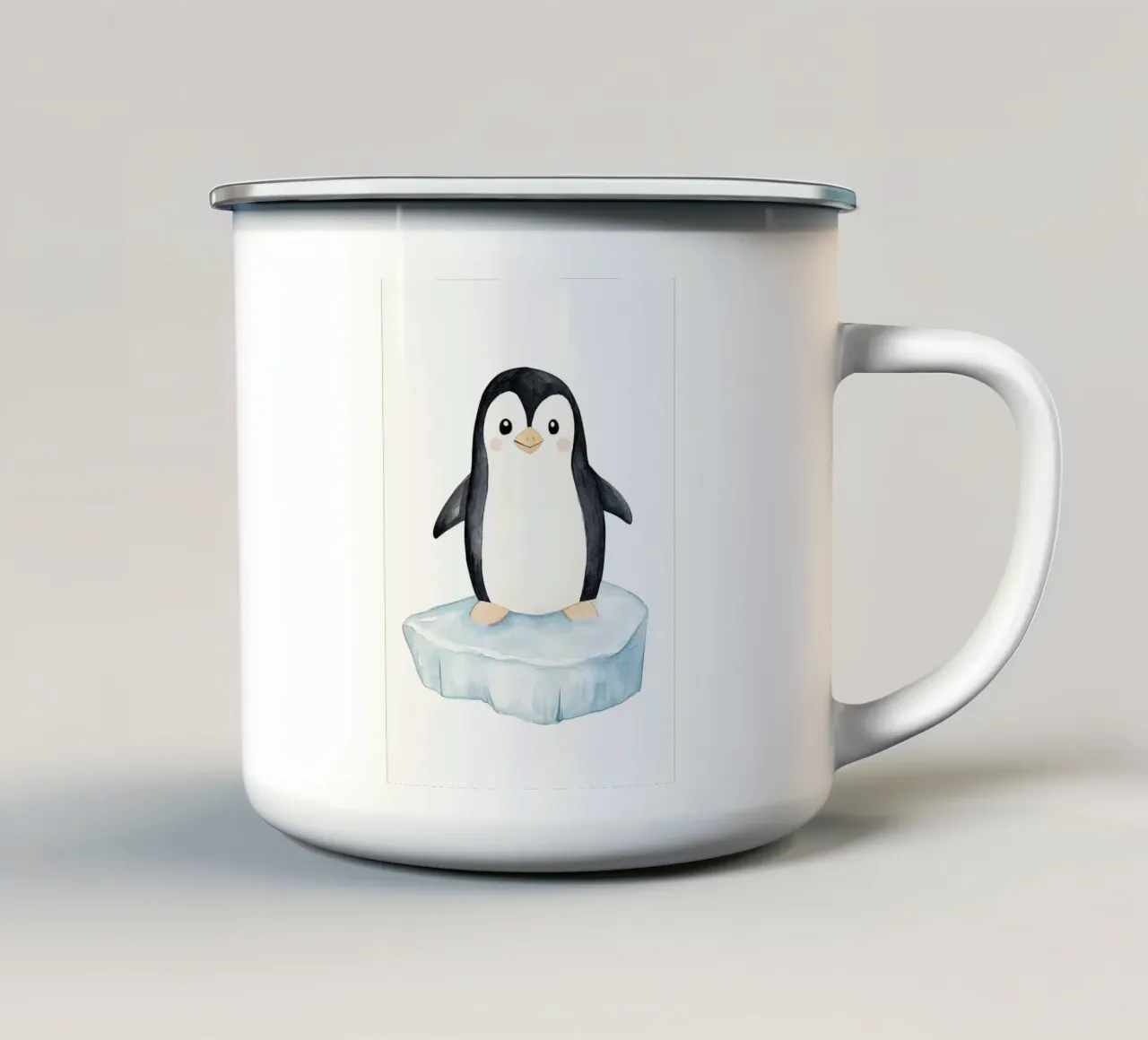 pinguino iceberg ghiaccio freddo sorridente in piedi tazza in smalto da Thomas Weber