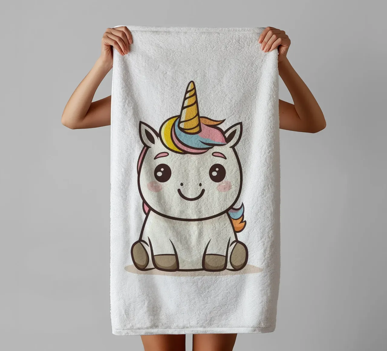 Einhorn Regenbogen Horn niedlich Cartoon Handtuch von Thomas Weber