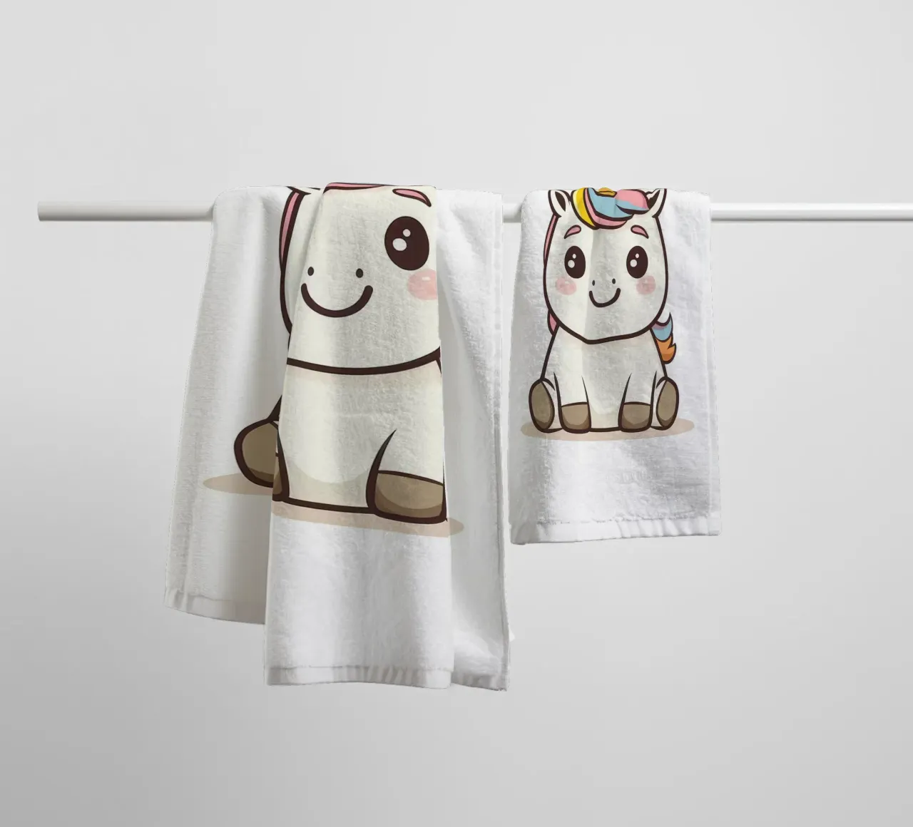 Einhorn Regenbogen Horn niedlich Cartoon Handtuch von Thomas Weber