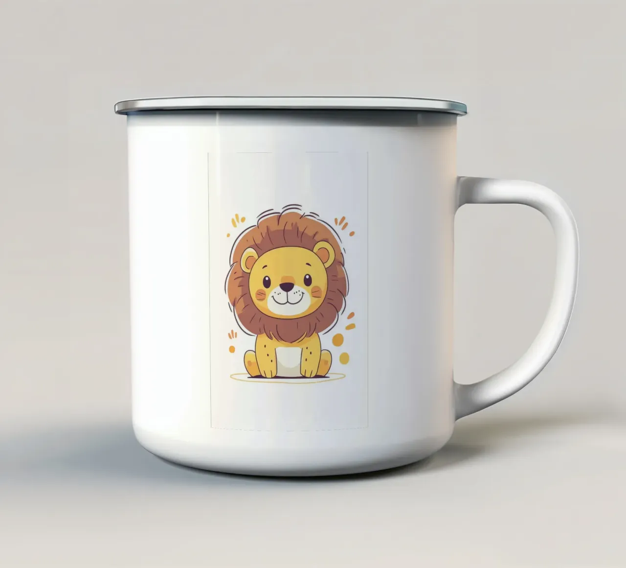 leone animale cartone animato carino tazza in smalto da Thomas Weber