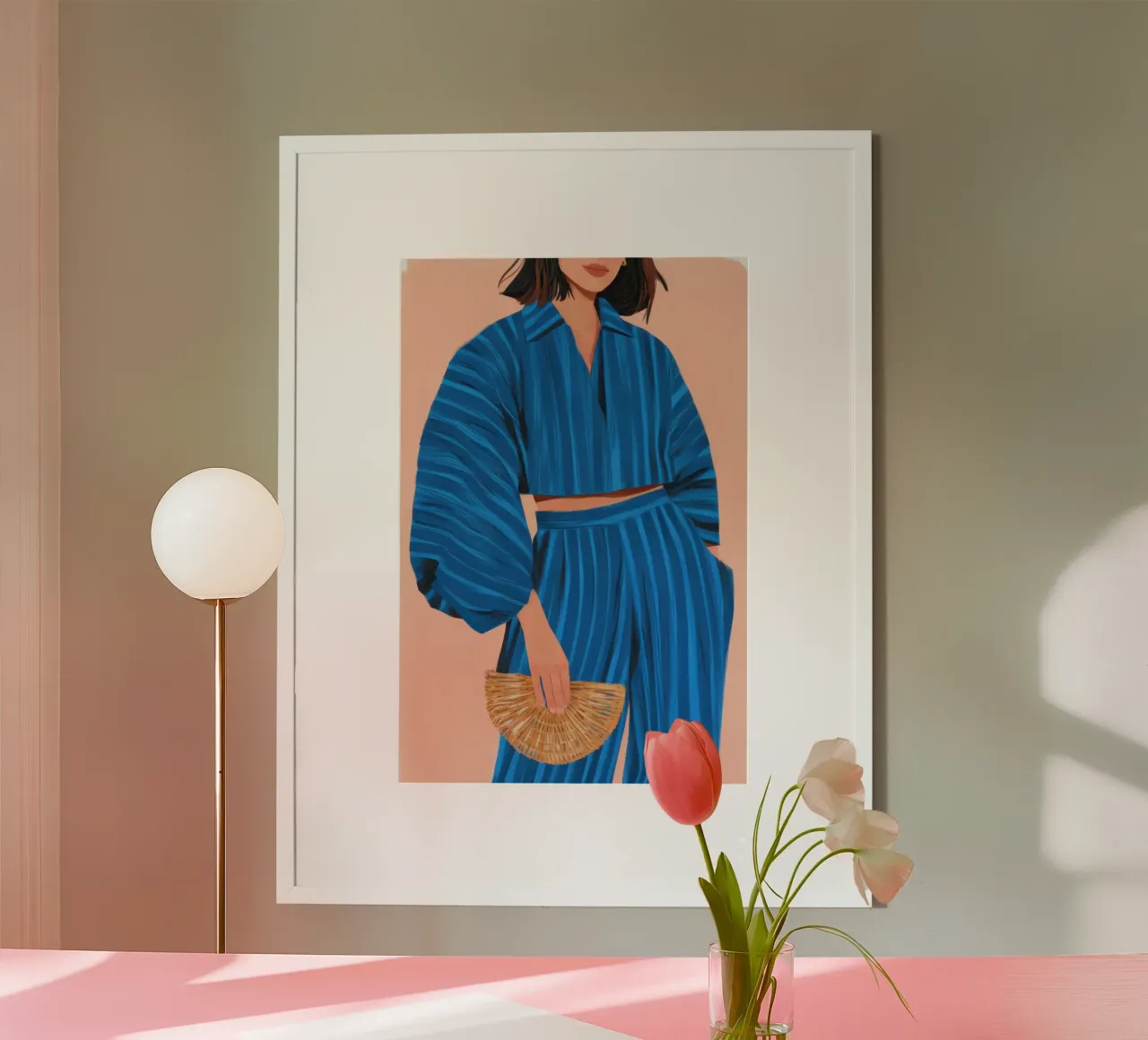 Eleganza a strisce azzurre poster con telaio in alluminio da Autumn Season