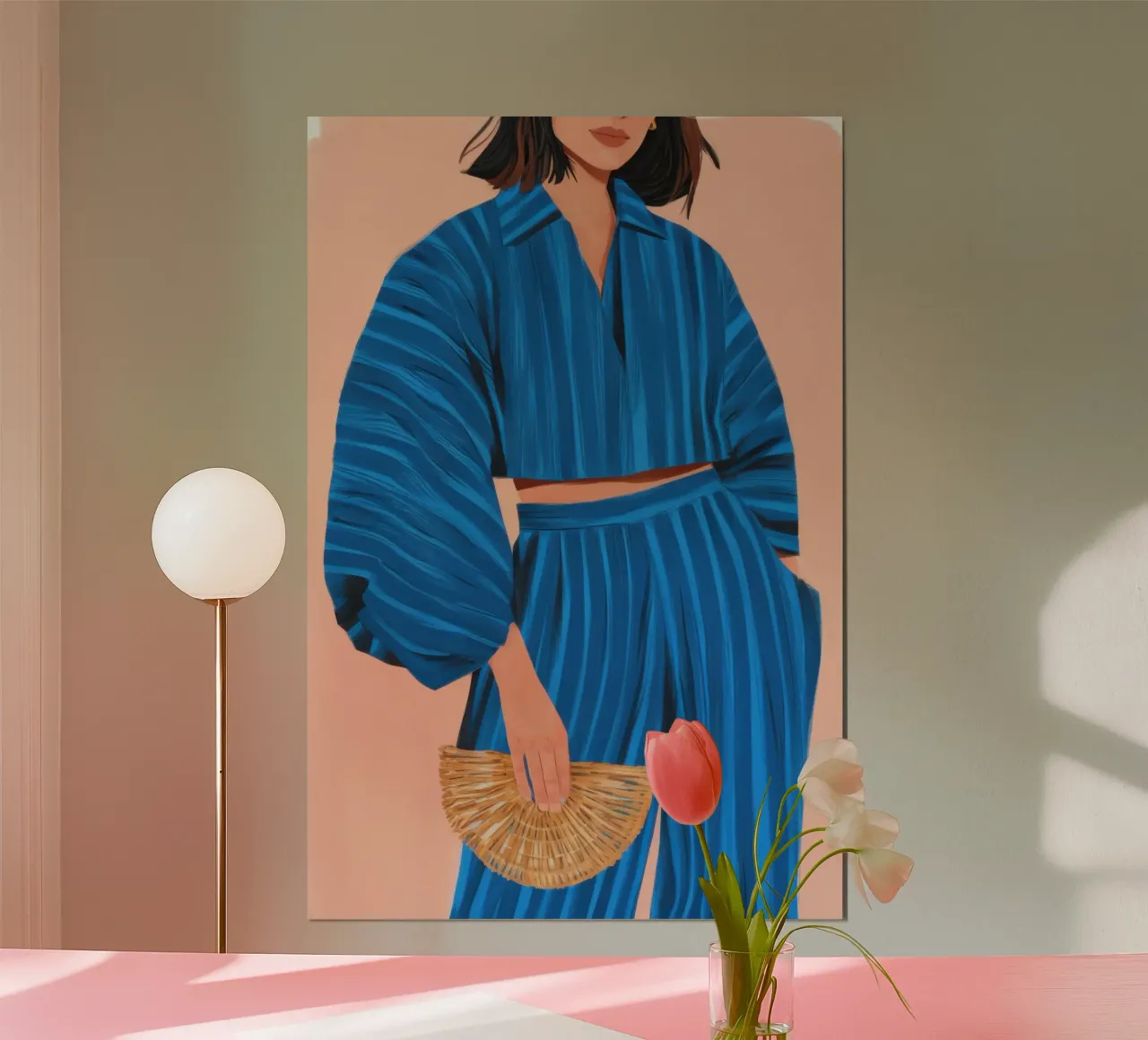 Eleganza a strisce azzurre poster con telaio in alluminio da Autumn Season