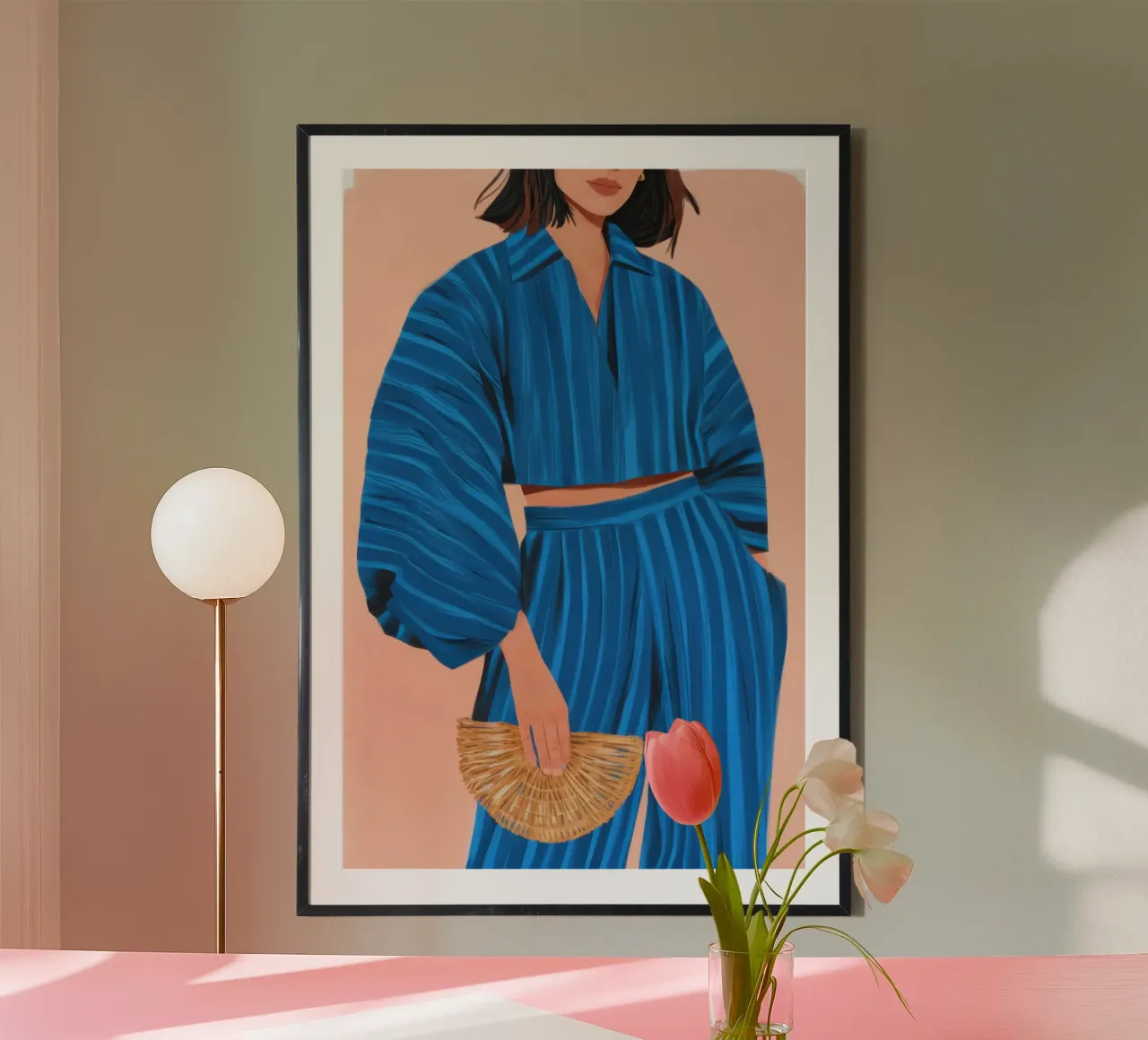 Eleganza a strisce azzurre poster con telaio in alluminio da Autumn Season