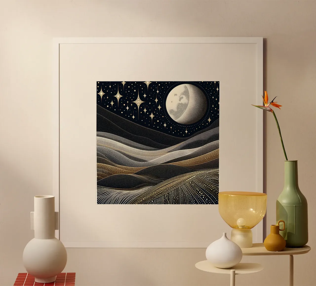 Notte stellata Luna Argento Oro poster da SilverPegasus