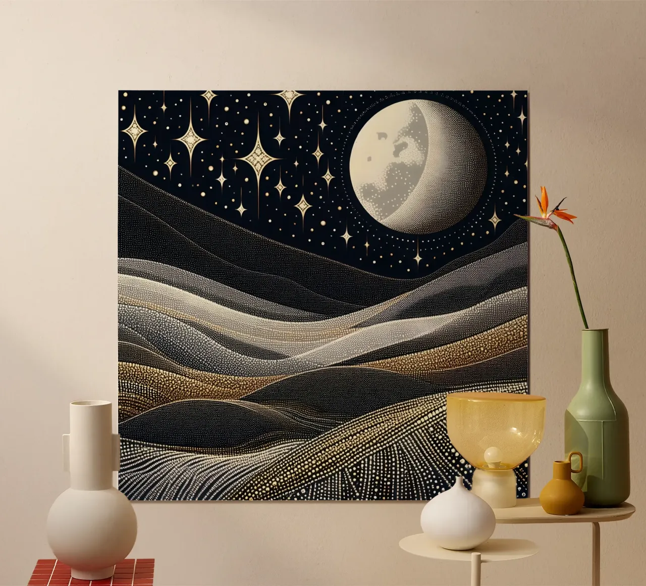 Notte stellata Luna Argento Oro poster da SilverPegasus