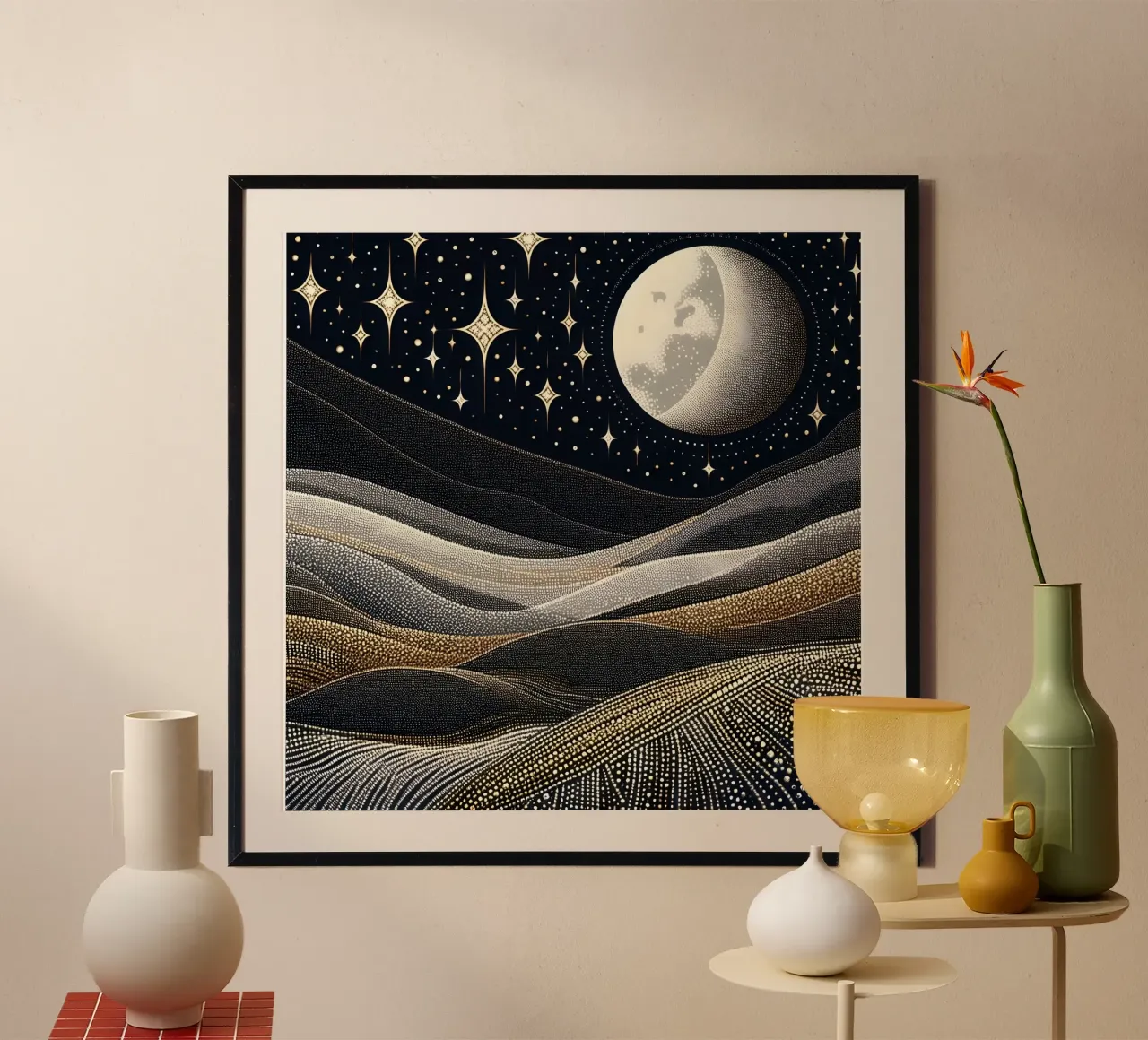 Notte stellata Luna Argento Oro poster da SilverPegasus