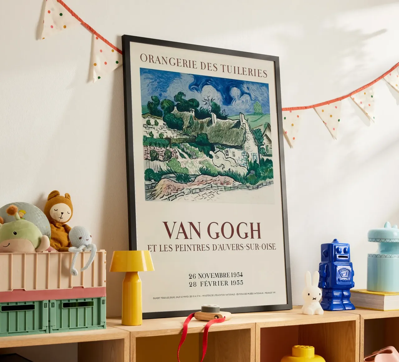 scena rurale con capanne di paglia poster con telaio in plastica da Piper Shop Oke