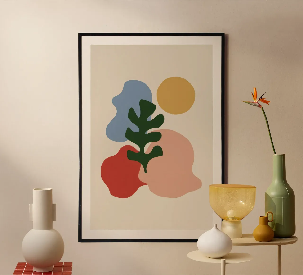 Equilibrio botanico terrestre poster con telaio in legno da Autumn Season