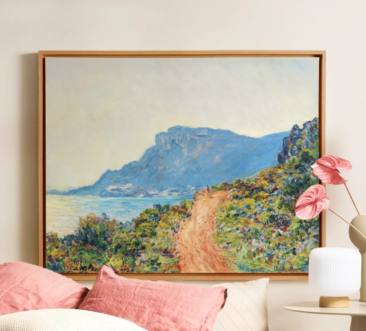The Corniche near Monaco (1884) by Claude Monet canvas with Floater frame by Jolie Prints