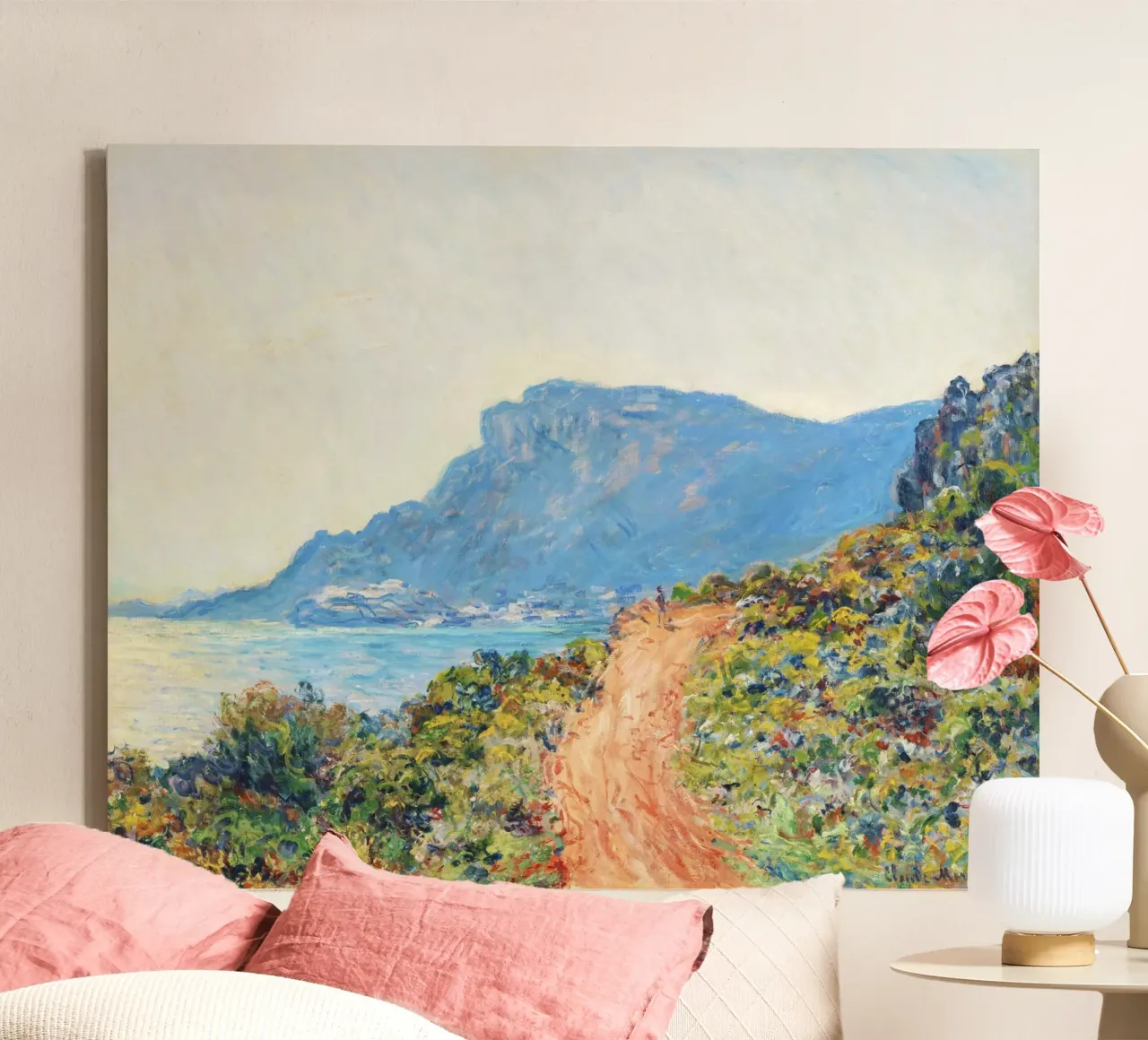 The Corniche near Monaco (1884) by Claude Monet canvas with Floater frame by Jolie Prints