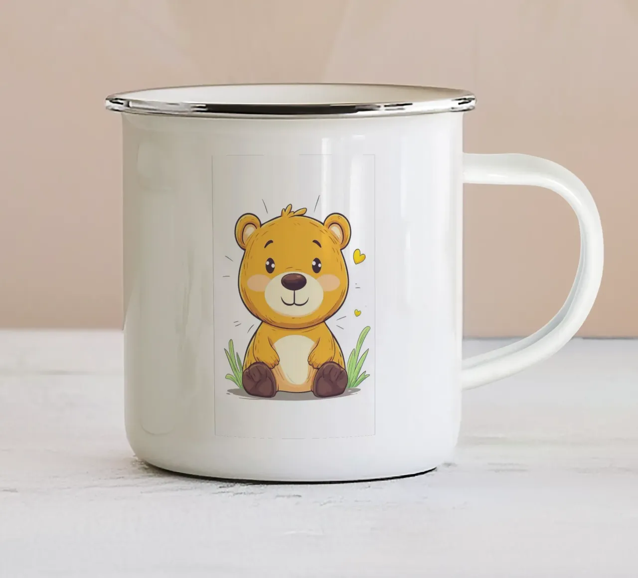 orso animale cartone animato carino sorridente tazza in smalto da Thomas Weber