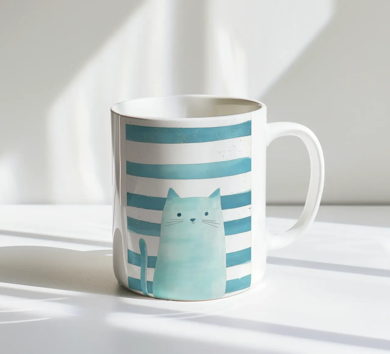 gatto a strisce baffi coda orecchie occhi tazza in ceramica da Thomas Weber