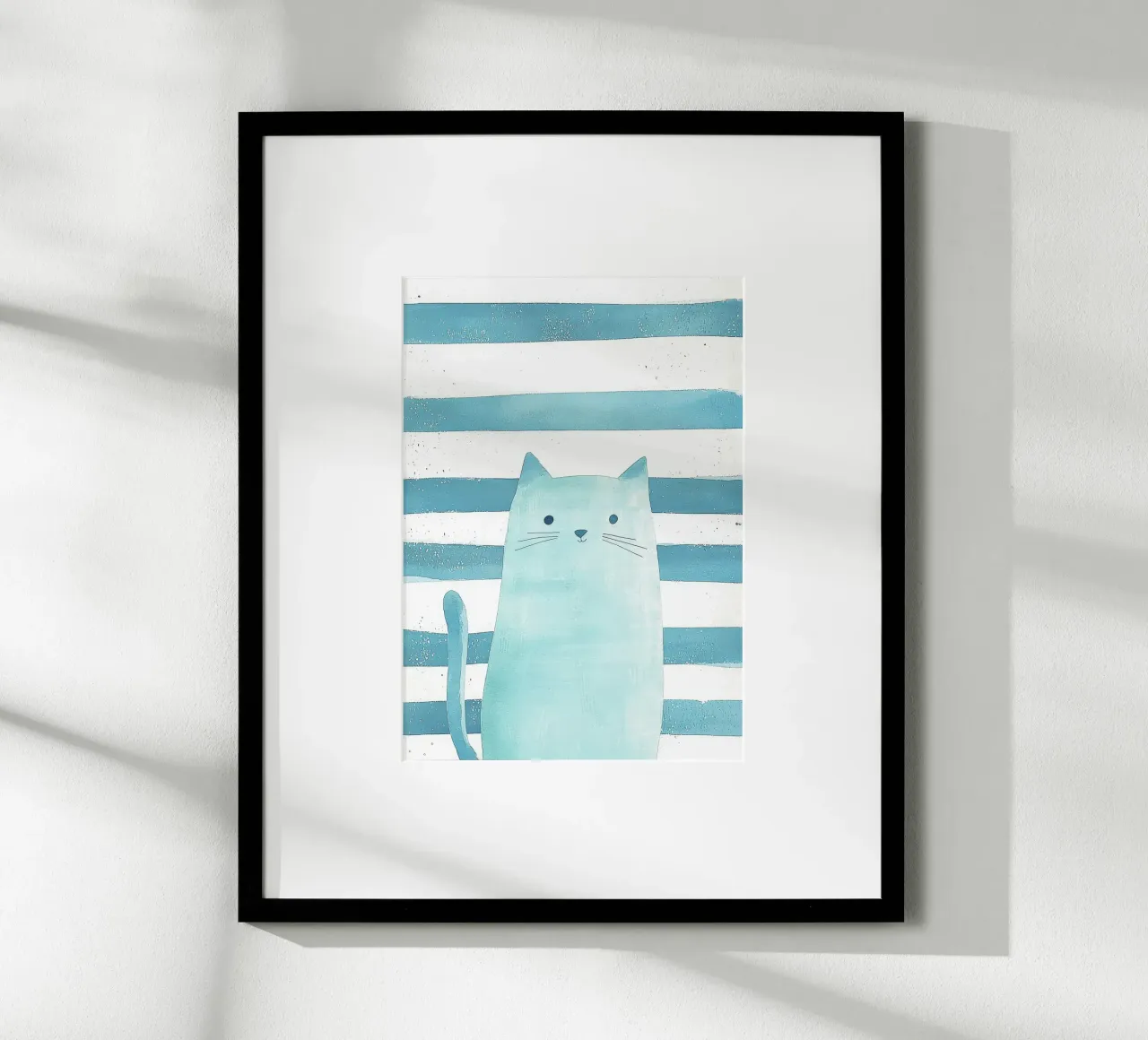 gatto a strisce baffi coda orecchie occhi poster con telaio in alluminio da Thomas Weber