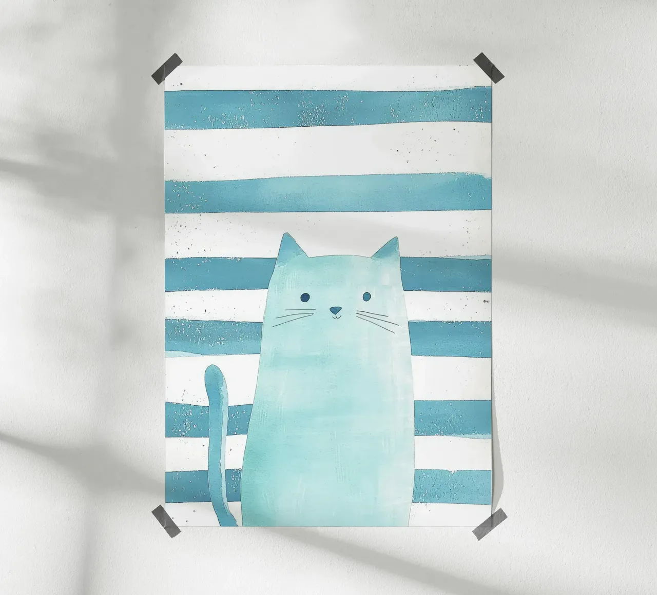 gatto a strisce baffi coda orecchie occhi poster con telaio in alluminio da Thomas Weber