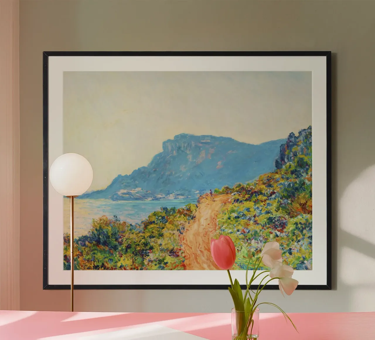 La Corniche presso Monaco (1884) di Claude Monet poster con telaio in plastica da Classic Art Prints