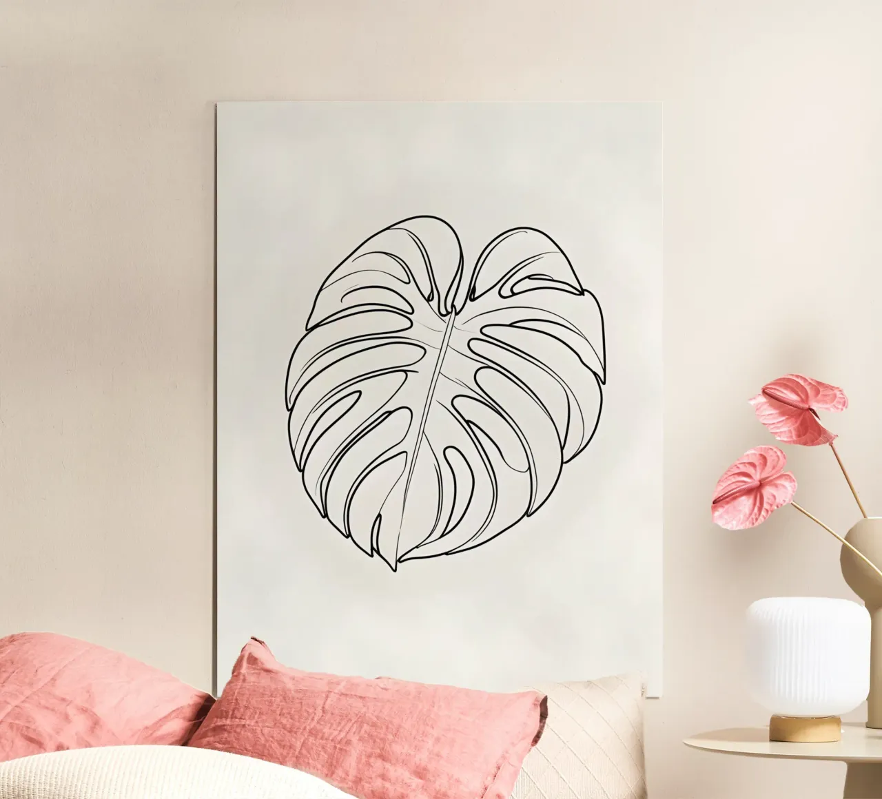 Monstera - Stile lineare poster con telaio in plastica da The Green Room