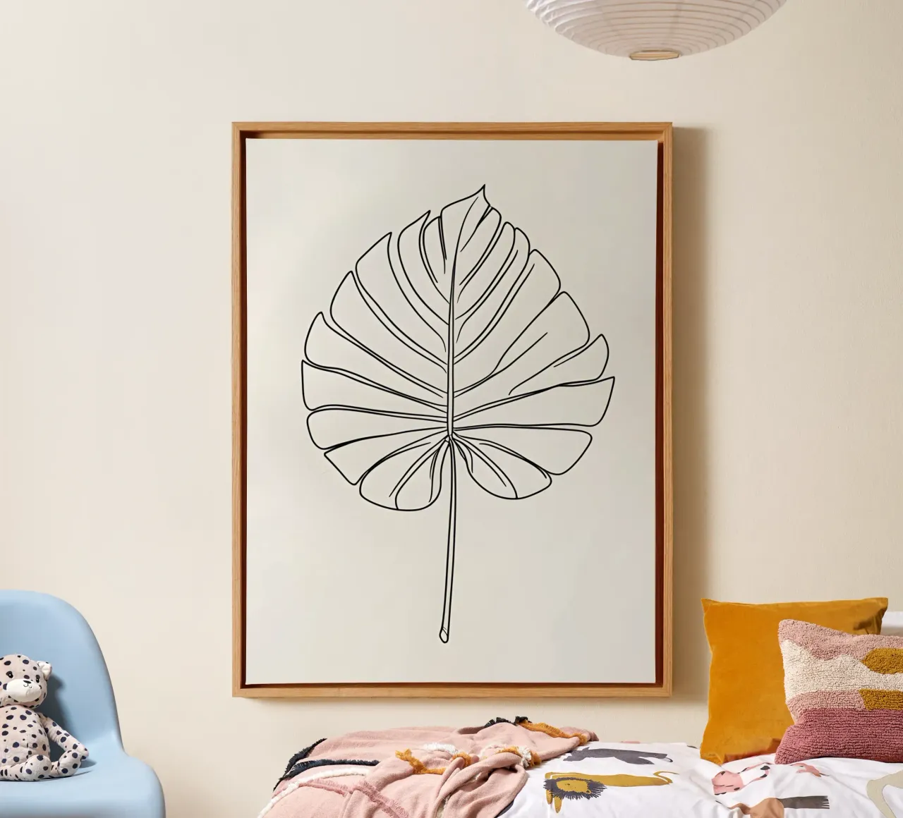 Monstera - Stile lineare tela con Cornice a cassetta da The Green Room