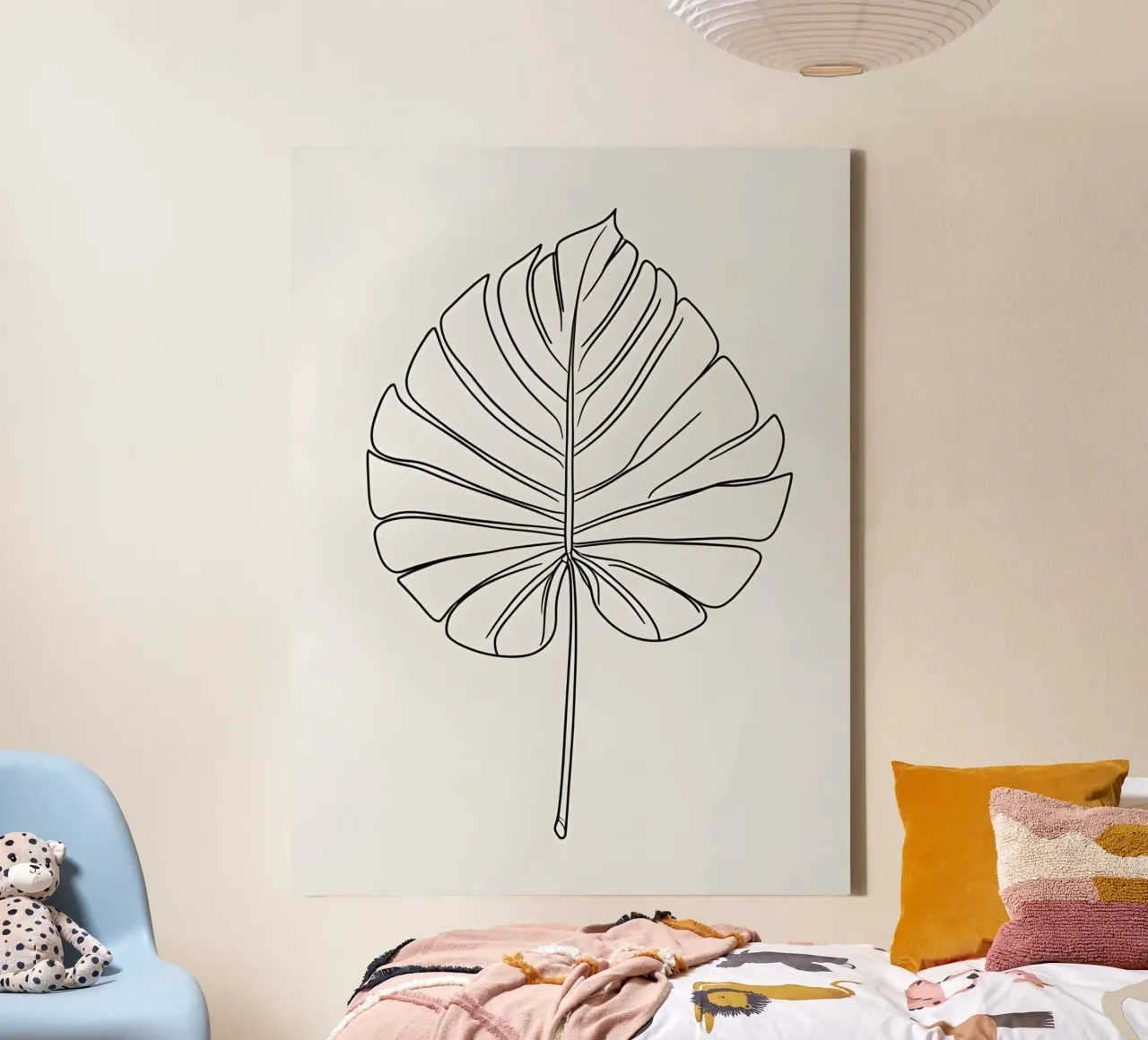 Monstera - Stile lineare tela con Cornice a cassetta da The Green Room