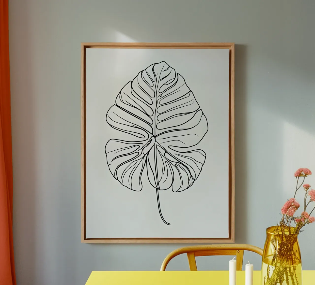 Monstera - Stile lineare tela con Cornice a cassetta da The Green Room