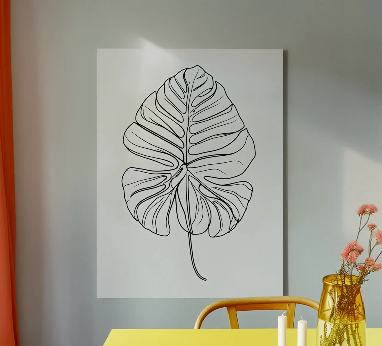 Monstera - Stile lineare tela con Cornice a cassetta da The Green Room