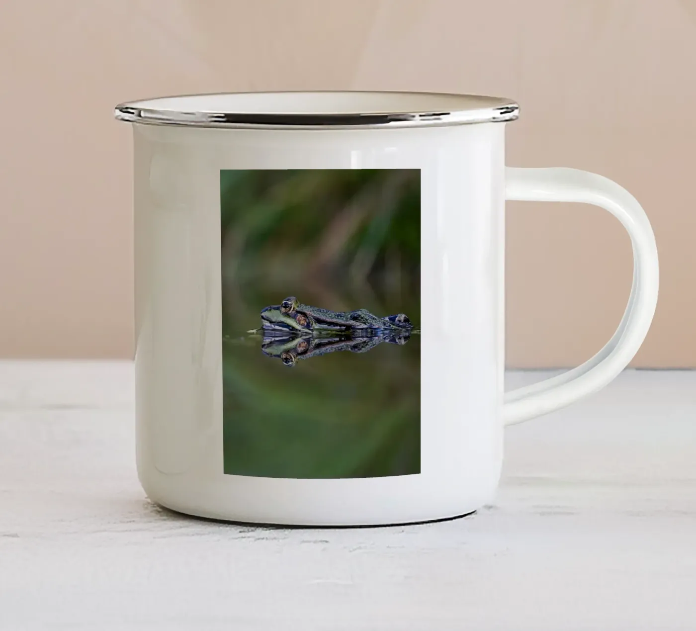 Frog reflection enamel mug by Tom's Wildlife