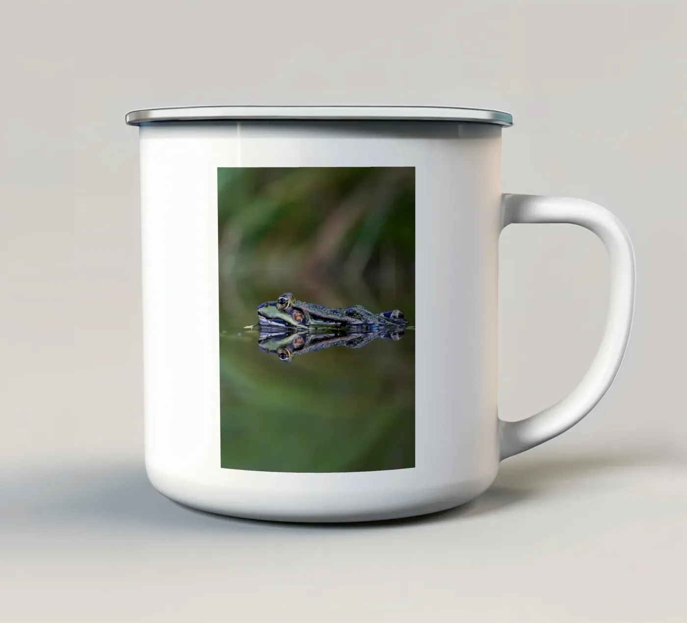 Frog reflection enamel mug by Tom's Wildlife