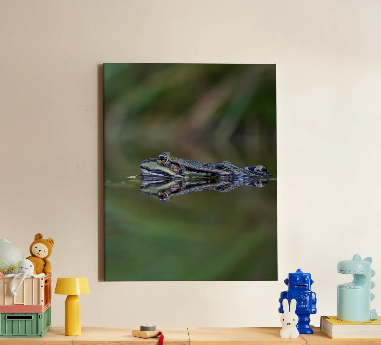 Frog reflection canvas with Floater frame by Tom's Wildlife