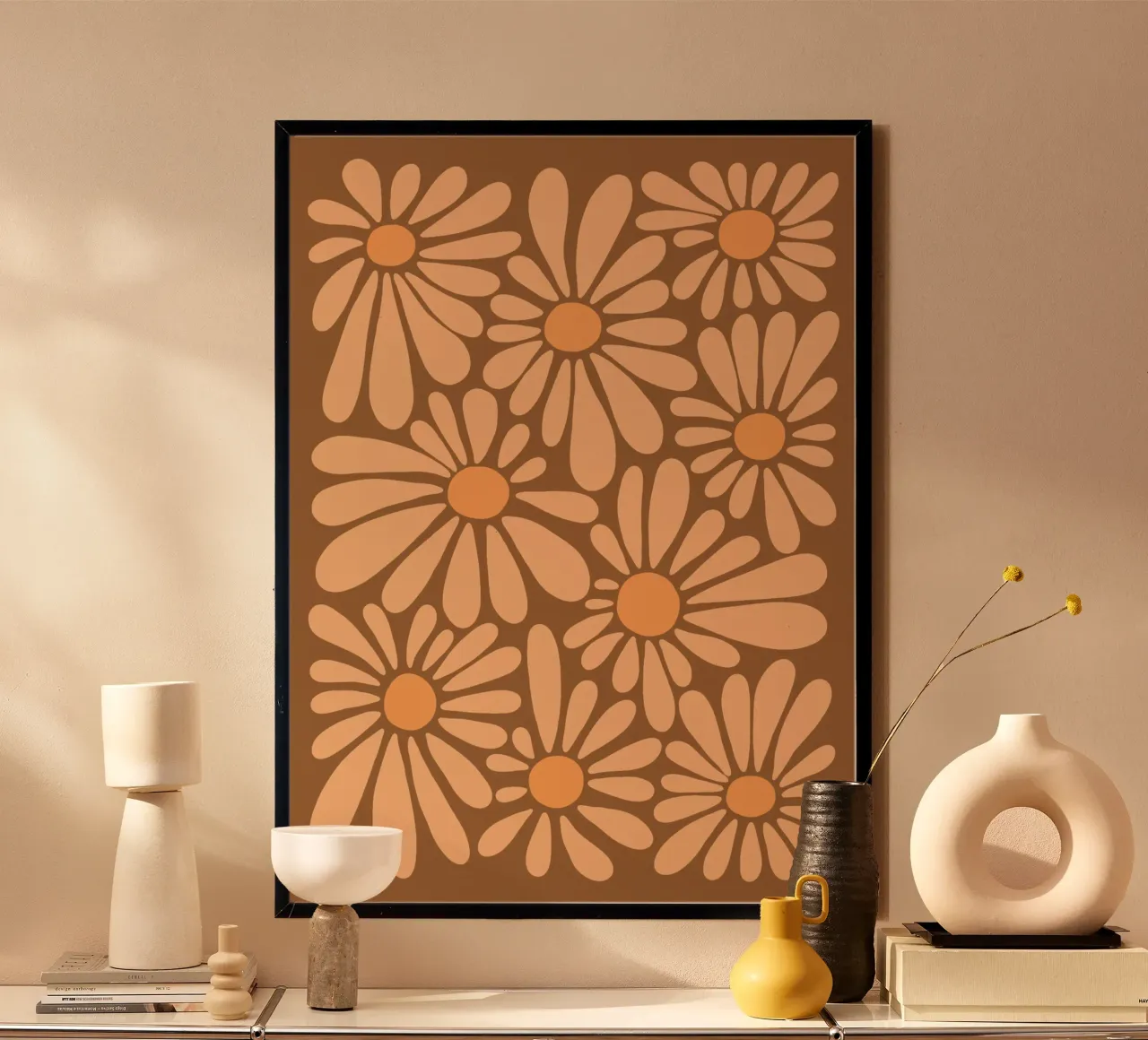 Peach fuzz flowers poster con telaio in alluminio da TijanaArtStudio88