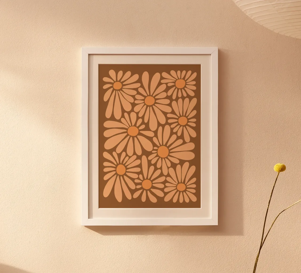 Peach fuzz flowers poster con telaio in alluminio da TijanaArtStudio88