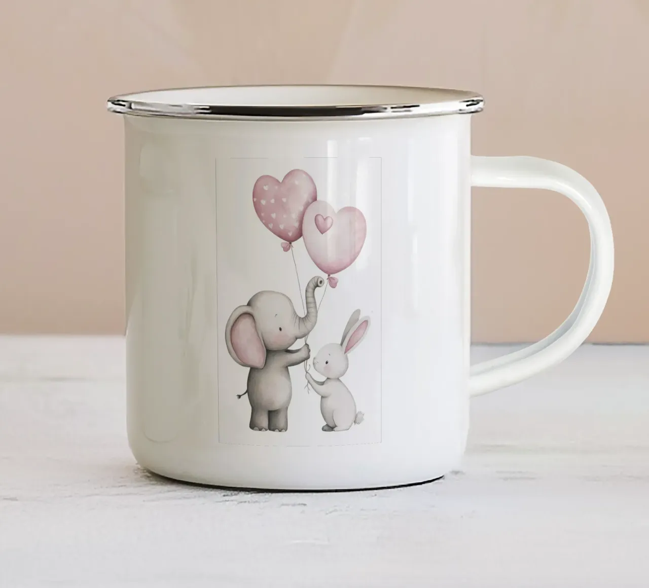palloncini elefante-coniglio a forma di cuore tazza in smalto da Thomas Weber