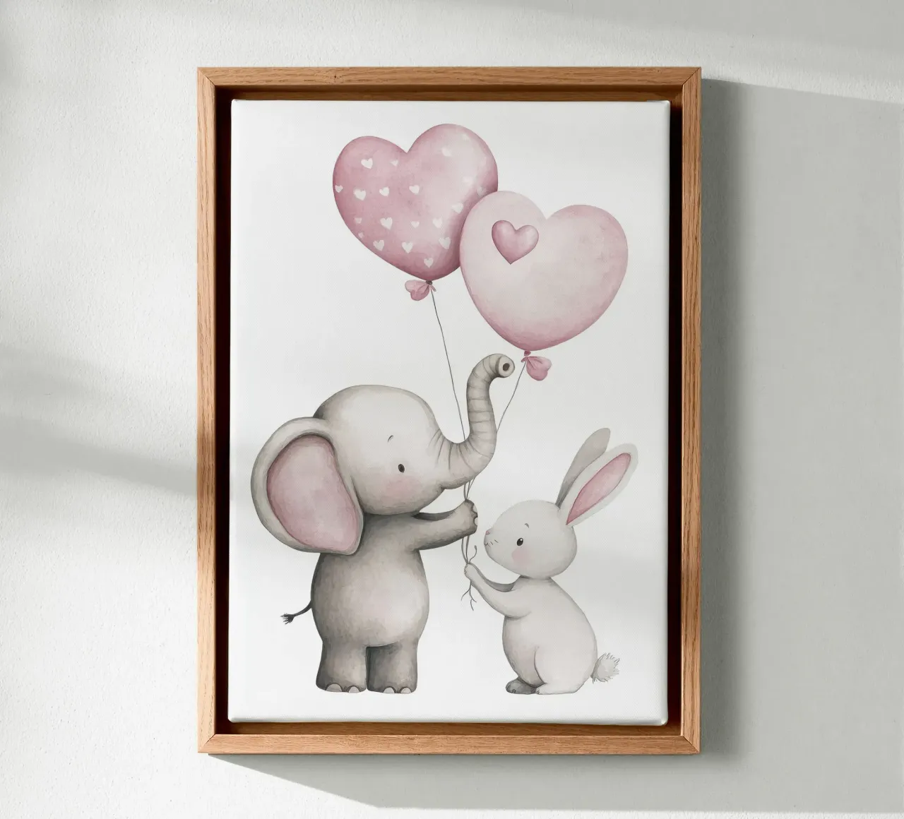 elephant rabbit balloons heart-shaped balloons canvas with Floater frame by Thomas Weber