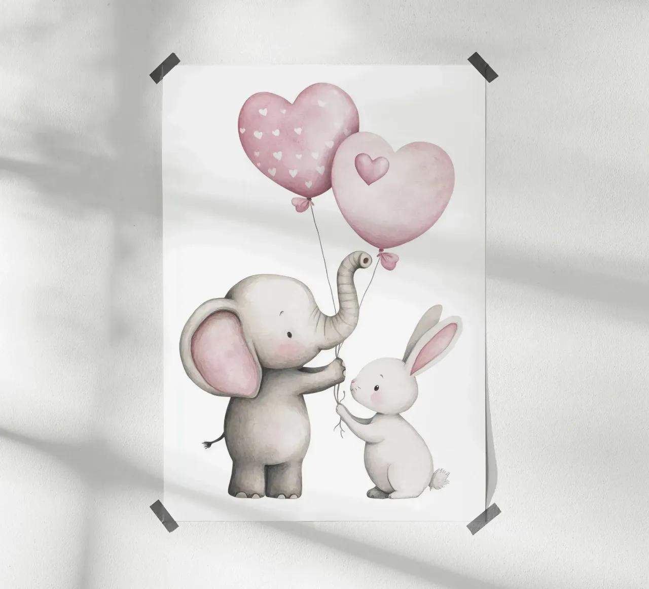 palloncini elefante-coniglio a forma di cuore poster con telaio in plastica da Thomas Weber