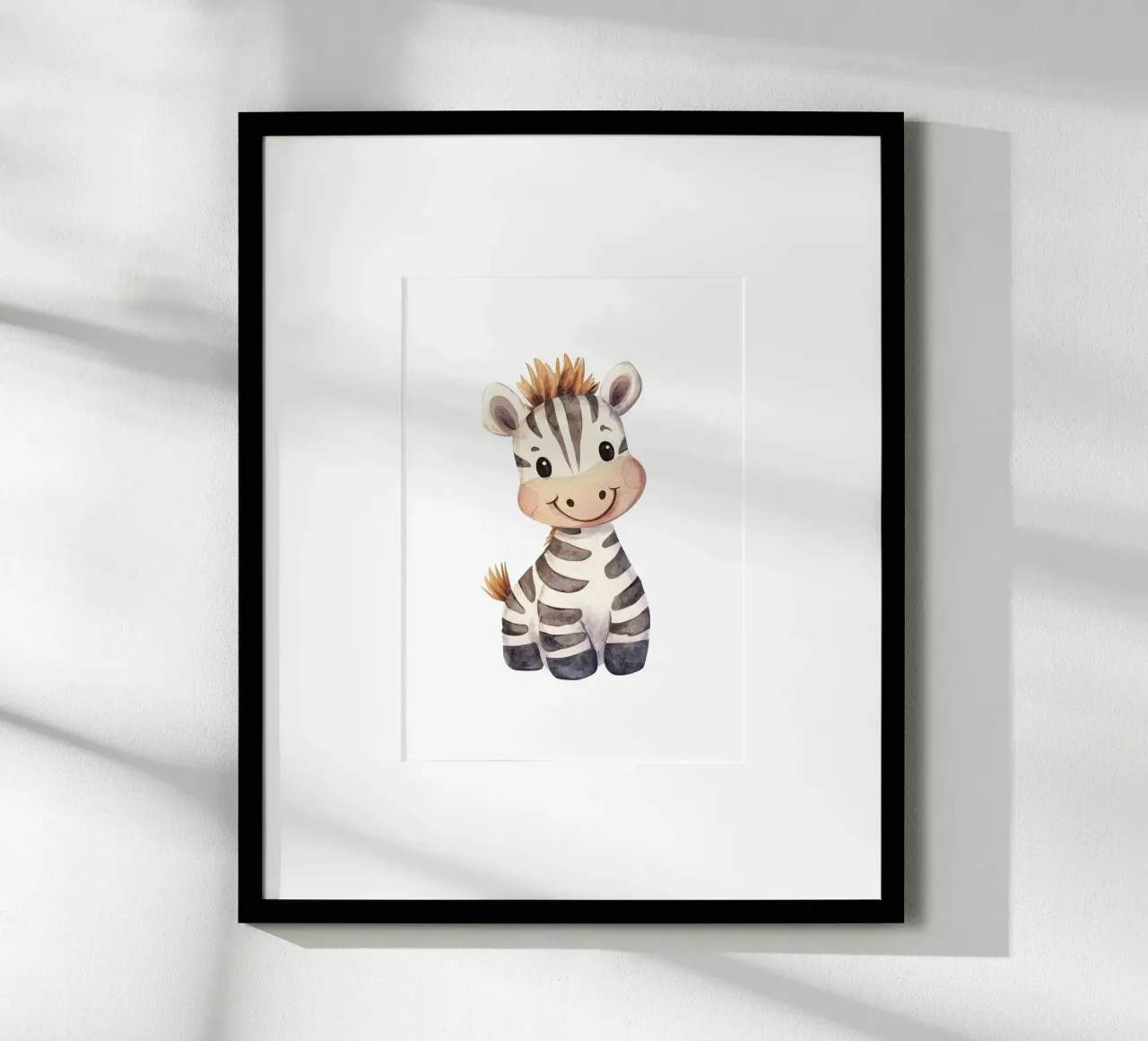 zebra sorridente cartone animato animale carino poster con telaio in legno da Thomas Weber