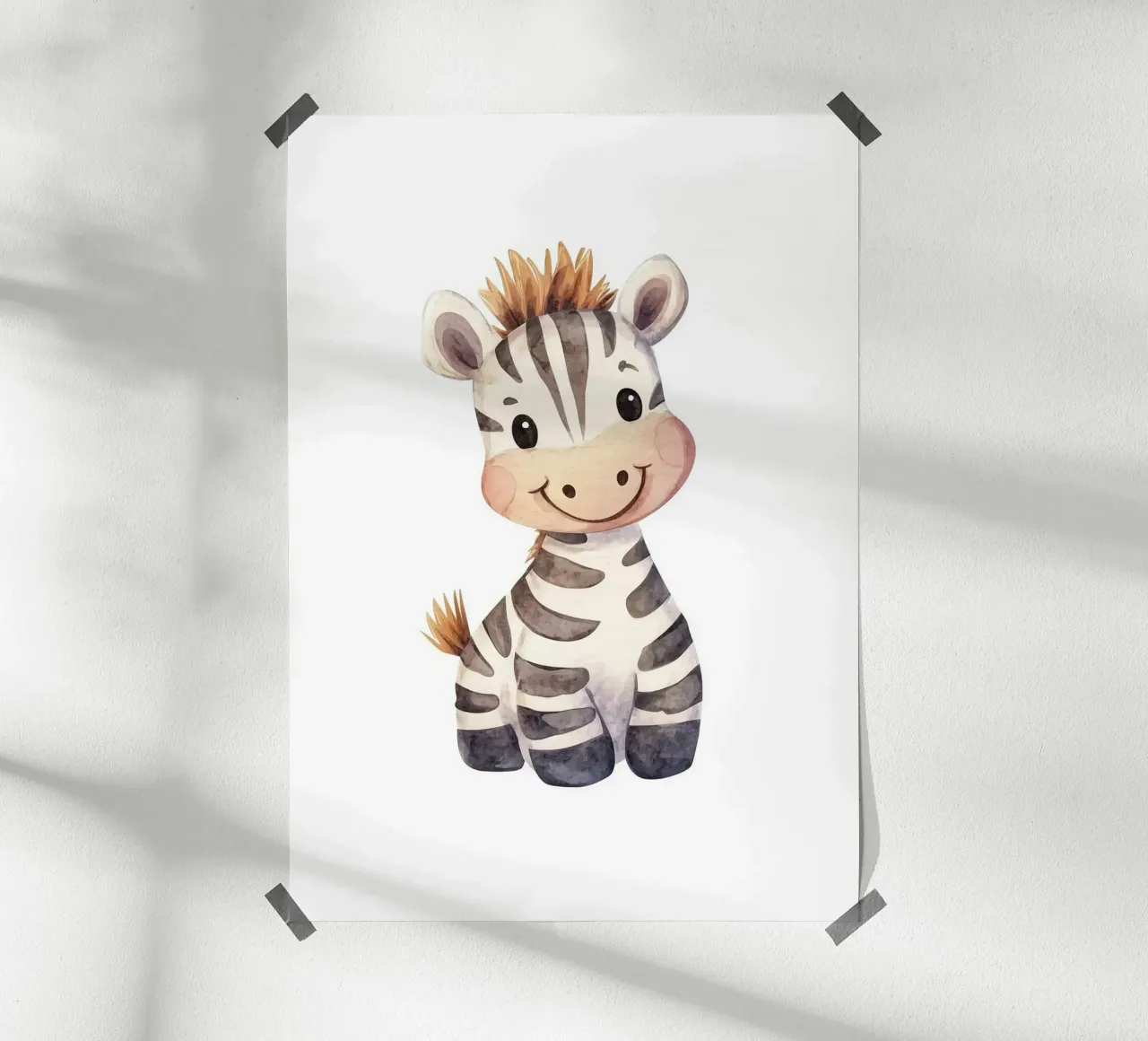 zebra sorridente cartone animato animale carino poster con telaio in legno da Thomas Weber