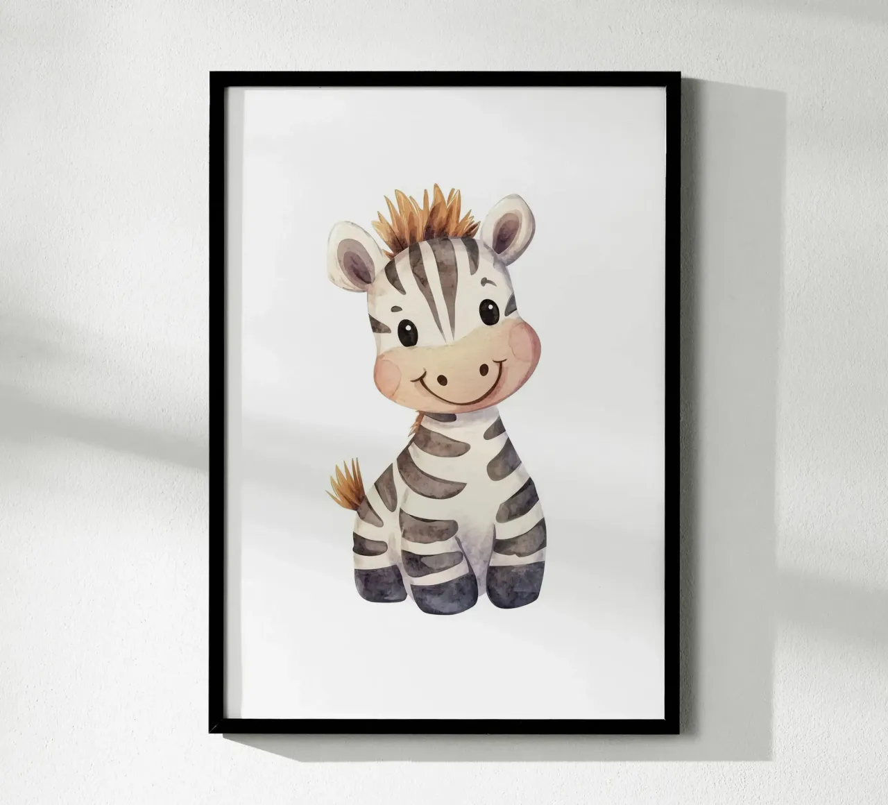 zebra sorridente cartone animato animale carino poster con telaio in legno da Thomas Weber