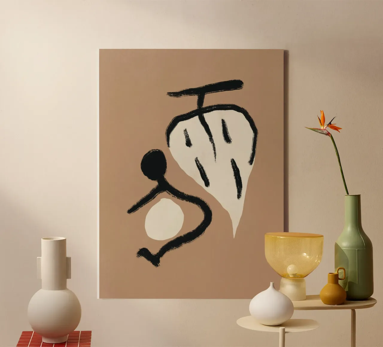 Totem 05 canvas met Baklijst van Little Dean