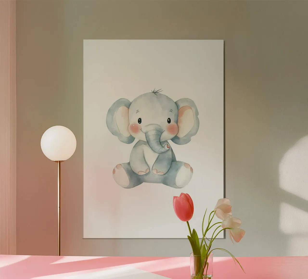 elefante bambino animale orecchie proboscide zampe poster con telaio in legno da Thomas Weber