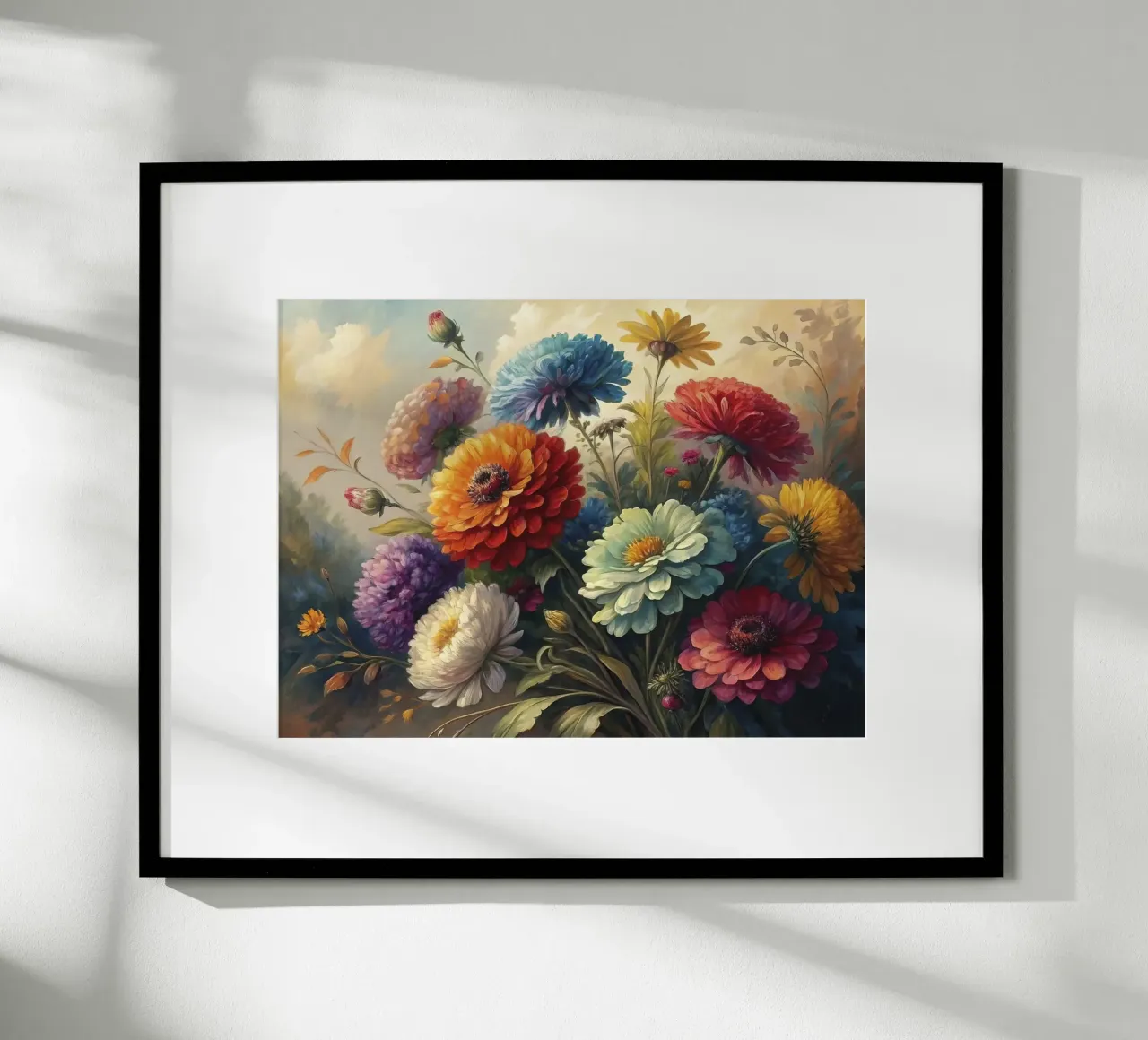 Composizione floreale colorata Pittura poster con telaio in plastica da 🎨 Point and Art